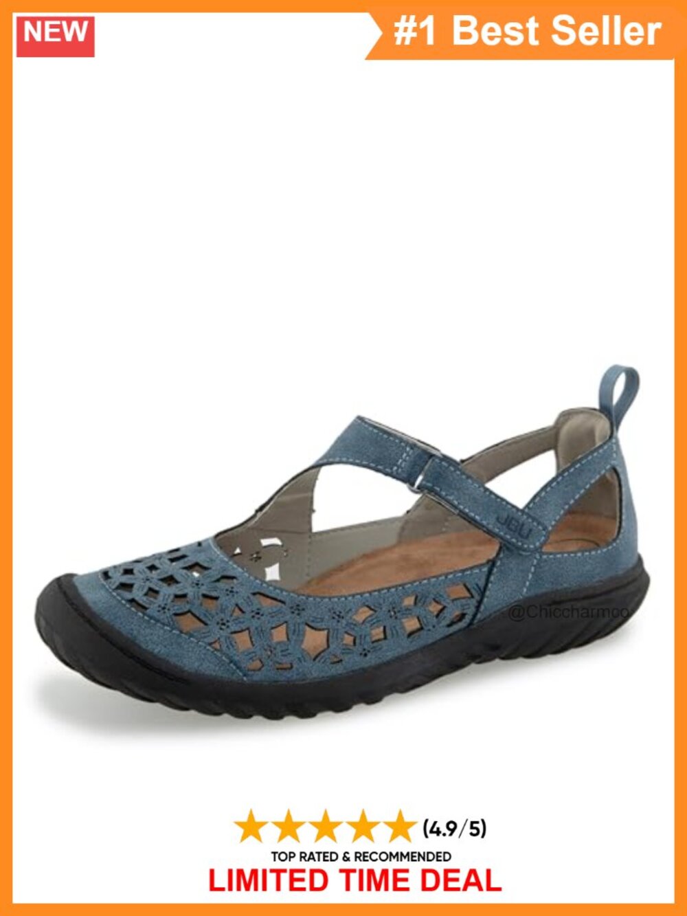 Women's Bellerose Hook & Loop Memory Foam Flats Comfort Walking Shoes